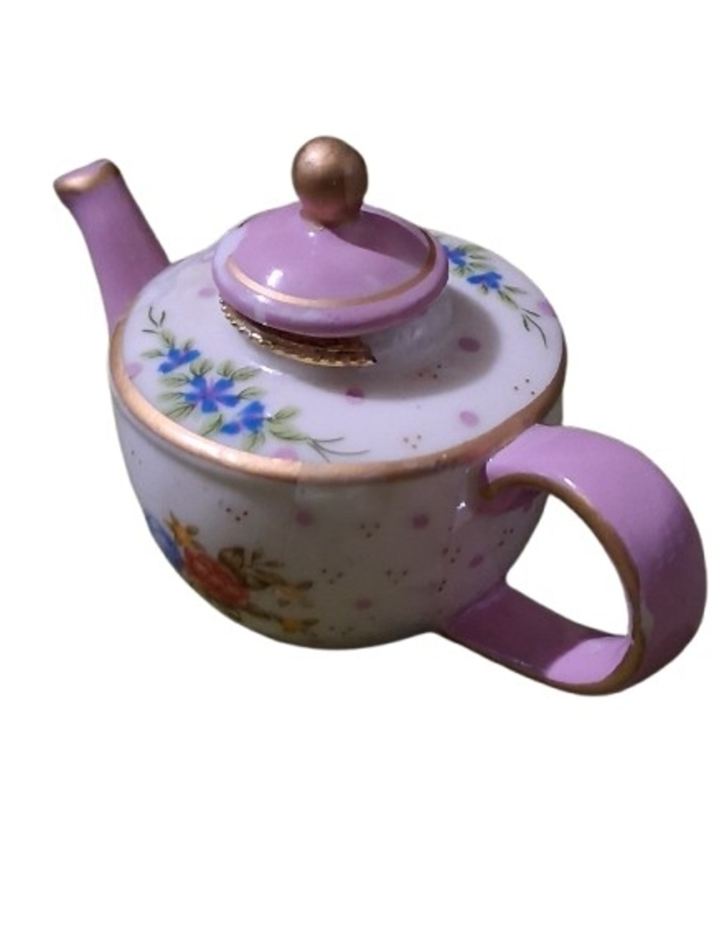 Vintage Porcelain Miniature Teapot Trinket Box